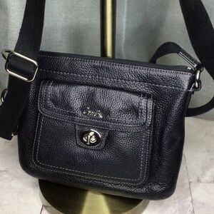 Vintage Coach Black Pebbled Leather Crossbody Bag